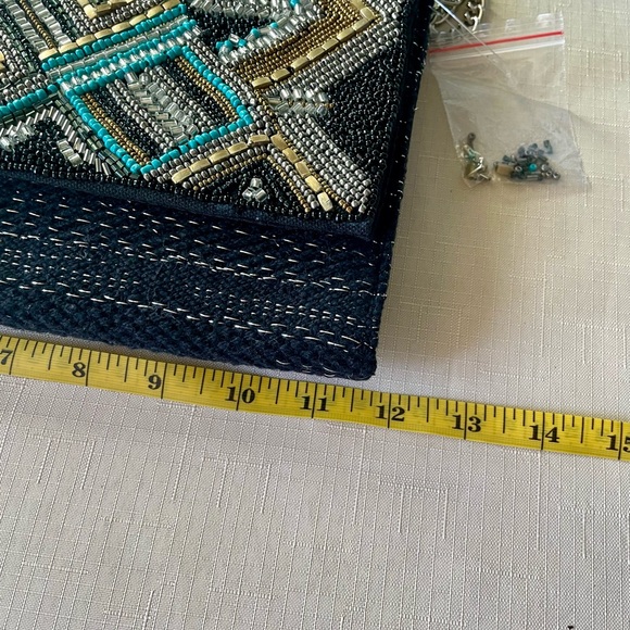 America and Beyond Embellished Convertible Clutch with Chain Strap